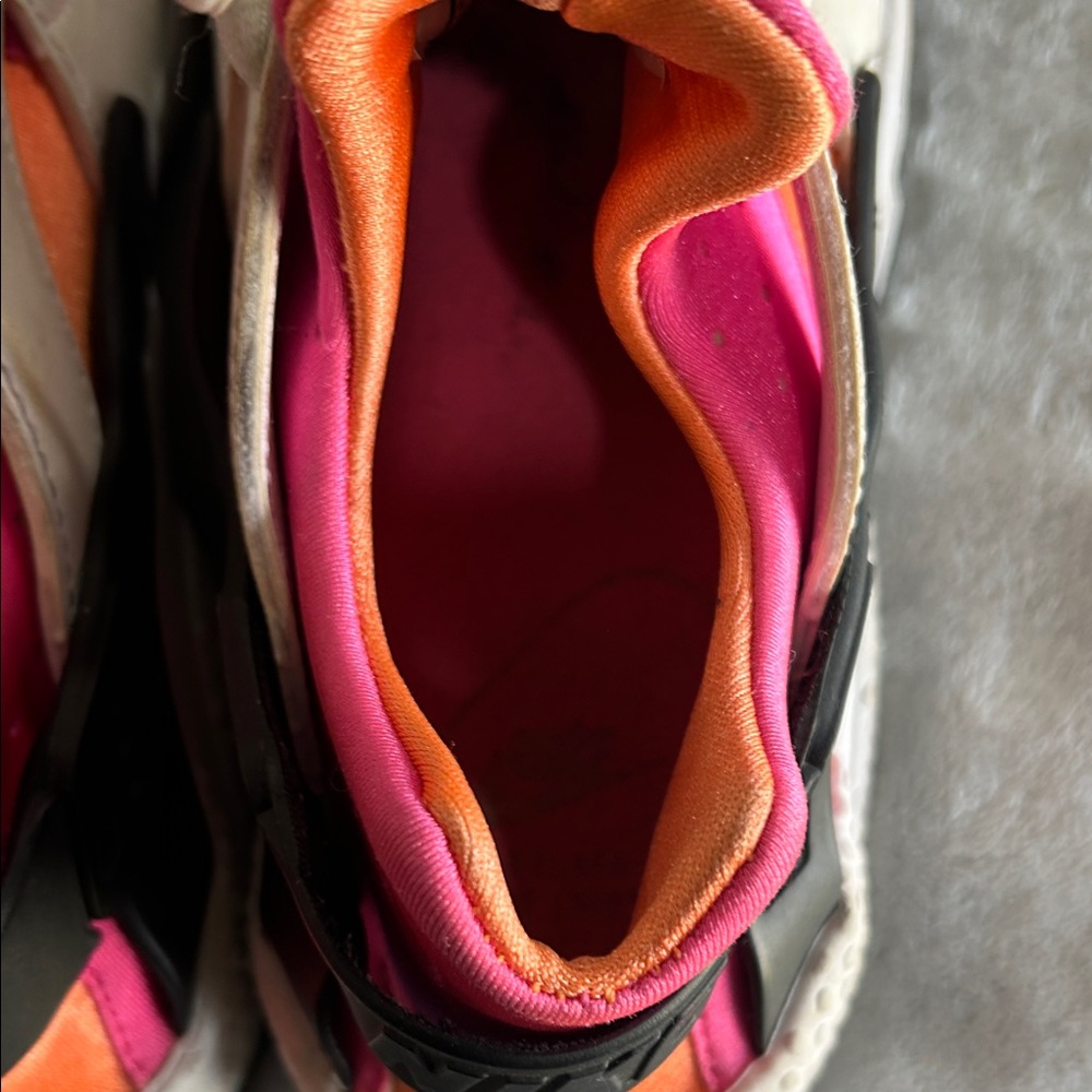 Nike Women's Huarache Sneakers in White, Pink & Orange - Picture 3 of 4